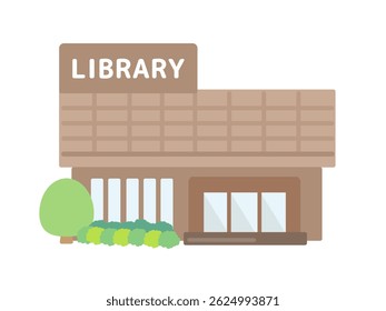 Simple library building illustration material