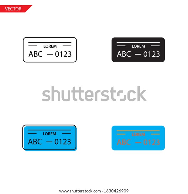 Simple license plate icon on white\
background 4 types such as outline, black, color, outline and\
color. Vector\
illustration.