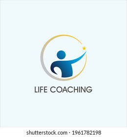 simple life coaching logo design vector, personality training and development support template