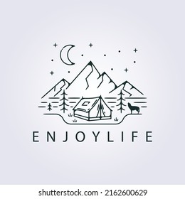 simple life minimal adventure camp logo vector illustration apparel print design
