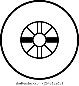 Simple lifeguard buoy icon with bold black lines for safety and rescue purposes