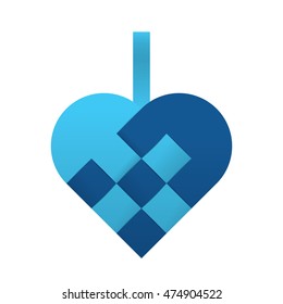 Simple light blue blue braided christmas heart shaped vector illustration.