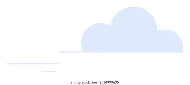 Simple light blue cloud with thin horizontal lines on a white background. Ideal for weather-themed graphics, app icons, minimalistic designs, children s illustrations, and educational materials. Clean