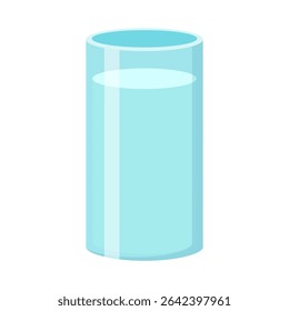 Simple Light Blue Glass Filled With Water on White Background Illustration