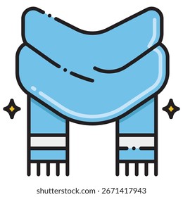 Bufanda azul claro simple con rayas decorativas y borlas