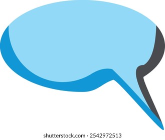 A simple, light blue speech bubble vector with a dark shadow, perfect for adding text in comics, presentations, or social media graphics