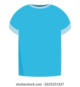 Simple light blue t shirt with short sleeves and round collar isolated on a white background, perfect for showcasing designs or creating casual wear mockups