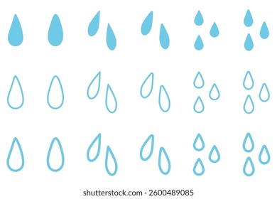 Simple light blue water drop icon set.