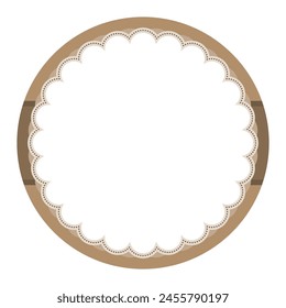 Simple Light Brown Ornamental Round Sticker Plain Label Blank Background Seal Design