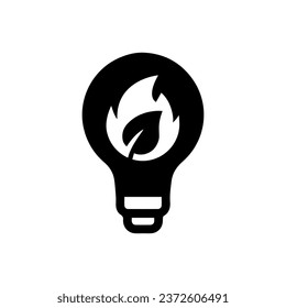Simple light bulb Biofuel icon. Renewable energy and green environment. electricity generated by biogas concept