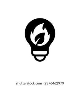 Einfache Glühbirne Biokraftstoff Symbol. Erneuerbare Energien und grüne Umwelt. Elektrizität aus dem Biogaskonzept