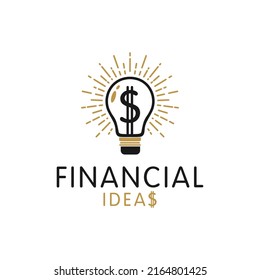 Logo Simple Light Bulb and Dollar Currency Logotipo Para Diseño De Vector De Ideas Comerciales De Banca