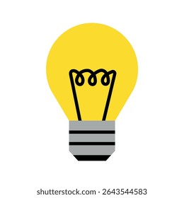 Simple light bulb icon illustration vector design. Yellow and grey. Innovation, concept, inspiration, creative thinking, notion, thought, conclusion, and problem solving