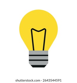 Simple light bulb icon illustration vector design. Yellow and grey. Innovation, concept, inspiration, creative thinking, notion, thought, conclusion, and problem solving