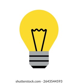 Simple light bulb icon illustration vector design. Yellow and grey. Innovation, concept, inspiration, creative thinking, notion, thought, conclusion, and problem solving.