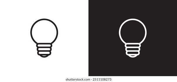Icono de bombilla simple. Lámpara de icono de línea. Icono de idea de innovación y creatividad. Forma del bulbo, ilustración del icono del Vector de la lámpara en el fondo blanco y negro. Eps10
