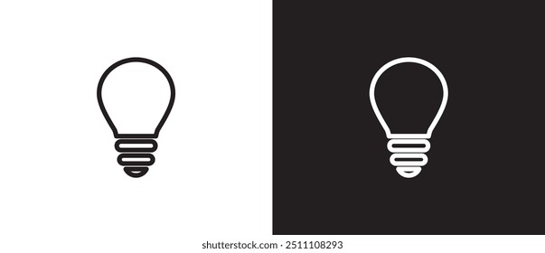 Simple light bulb icon. Line icon lamp. Innovation and creativity idea icon. Bulb shape, lamp vector icon illustration on black and white background. Eps10