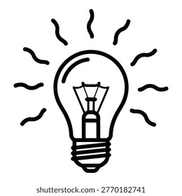 Simple light bulb icon with lines