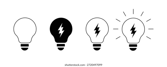 Ein einfaches Leuchtmittel-Icon, das Ideen, Kreativität und Innovation repräsentiert. Dieses minimale Schwarz-Weiß-Design umfasst Umrisse und solide Stile, die sich für Websites, mobile Apps, Präsentationen, Infografiken und Benutzerschnittstellen-Projekte eignen. Sauber, skalierbar und einfach für digitale und gedruckte Nutzung anzupassen.