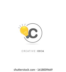 simple light bulb letter c logo design template, design vector light bulb symbol, idea logo.