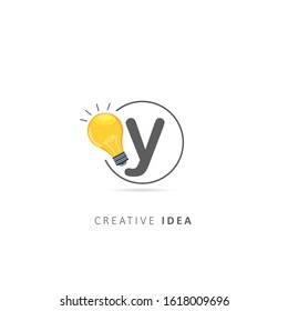 simple light bulb letter y logo design template, design vector light bulb symbol, idea logo.