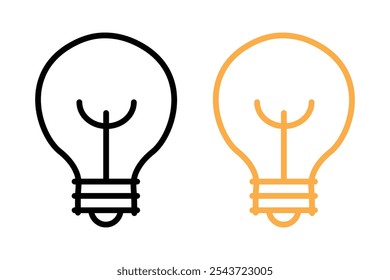 simple light bulb line icons in black and yellow minimal design on white background