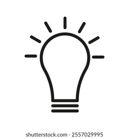 Simple light bulb. Minimal line drawing. Idea symbol. Vector icon. Clean black outline.