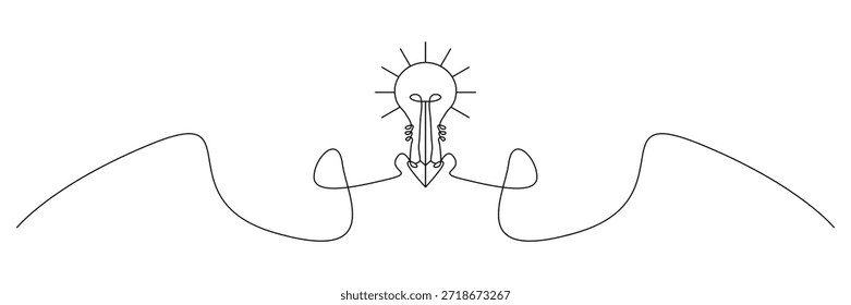 Bombilla simple con lápiz Ilustración vectorial de arte de línea limpia