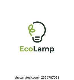 simple light bulb and plant logo design
