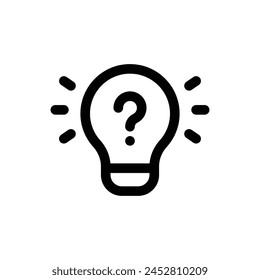 Simple Light Bulb with Question Mark icon. The icon can be used for websites, print templates, presentation templates, illustrations, etc