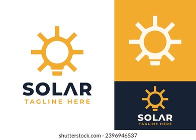 Simple Light Bulb Sun Light Solar Innovation Energy Logo Branding Design Template