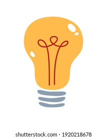 Simple light bulb vector flat drawing isolated on white.