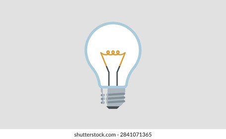 Simple light bulb vector icon representing creativity, innovation, brainpower, and bright ideas on a gray background.