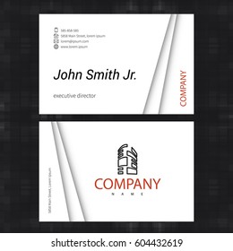 Simple light business card template. Standard business card size throughout UK and Europe. Vector illustration.