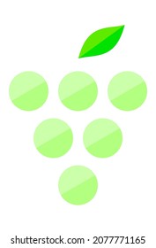 Simple light green grapes logo grape with leaf flat 2d icon for company symbol or vegan fruit food decoration healthy and clean isolated