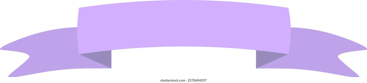 Simple light purple waving ribbon banner with folds isolated on white background useful as a decorative element for festive occasions, celebrations, awards, or announcements