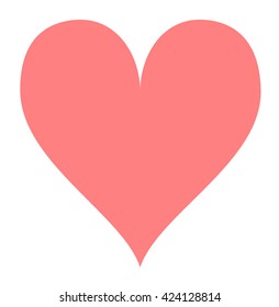 Simple light red heart isolated over a white background. Vector illustration.