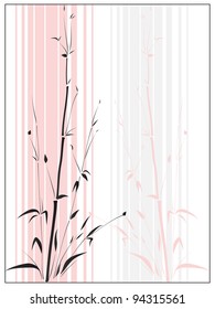 Simple light vector of bamboo bush in Asian style drawn by ink in frame.