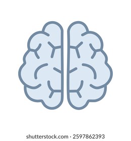 Simple light-blue brain illustration, divided into two hemispheres