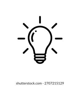 Una simple bombilla irradia con un símbolo de innovación de ideas e inspiración en la ilustración en blanco y negro