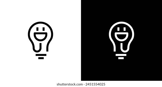 Sencillo logotipo Lightbulb Smile. Bombilla y enchufe eléctrico como una sonrisa con estilo minimalista. Inspiración de diseño de Vector de iconos de logotipo eléctrico.