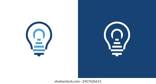 Simple Lightbulb Stairs Logo. Abstract Light Bulb and Stairs Logo Icon Symbol Vector Design Inspiration.