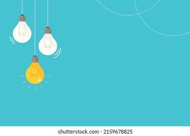 simple lightbulbs vector on blue for background, texture, wallpaper, banner. with text space. vector design. background template