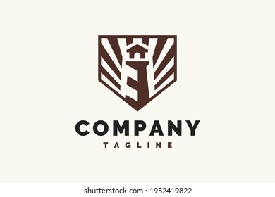 the simple lighthouse emblem logo	
