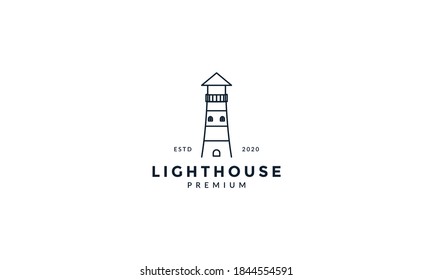 Simple Lighthouse Line Outline Logo Vector Icon Design