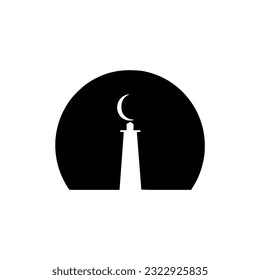 simple lighthouse and moon logo vector illustration template design