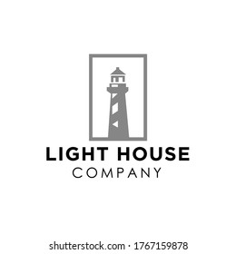 Simple Lighthouse Searchlight Beacon Beach Tower logo design inspiration