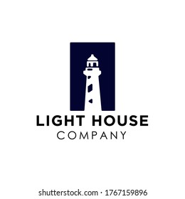 Simple Lighthouse Searchlight Beacon Beach Tower logo design inspiration