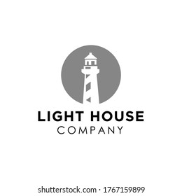 Simple Lighthouse Searchlight Beacon Beach Tower logo design inspiration
