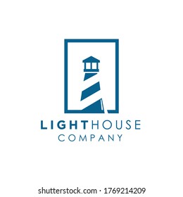 Simple Lighthouse Searchlight Beacon Beach Tower Logo Design Inspiration